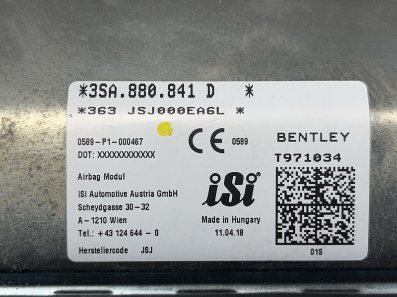 Подушка безопасности в колени Bentley Continental GT (3S, 2018г.)